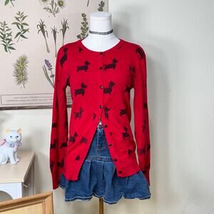 Folter Red Dog Cardigan Sweater Whimsy Twee Mod Retro Rockabilly Gothabilly S